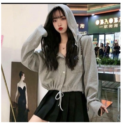 Giorgio Hoodie Mona - Sweater Hoodie Crop/ Hoodie Wanita/ Crop Blouse/ Sweater Hoodie/ Hoodie Lengan