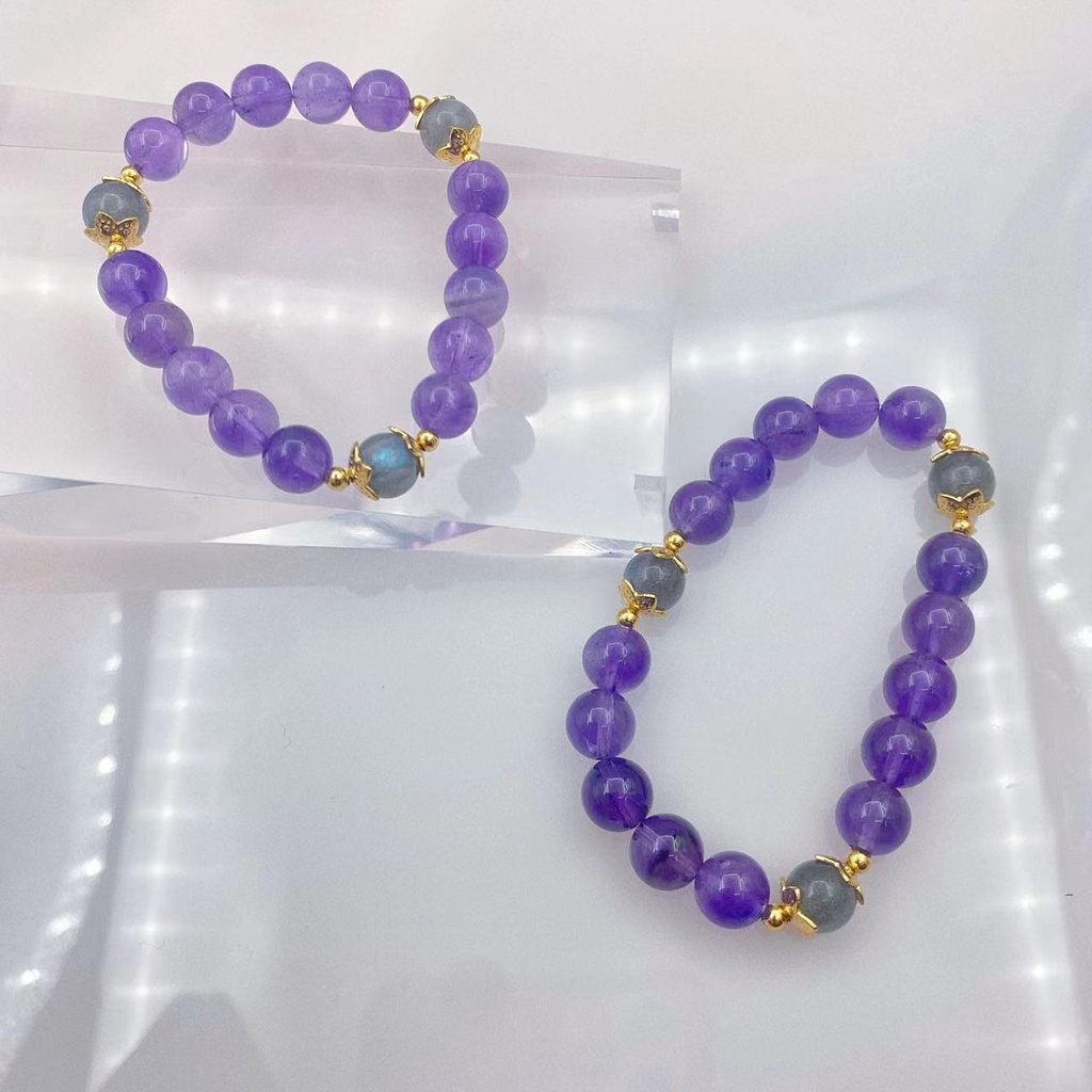 Gelang Kristal Energi Positif Natural Amethyst Moonlight Untuk Wanita