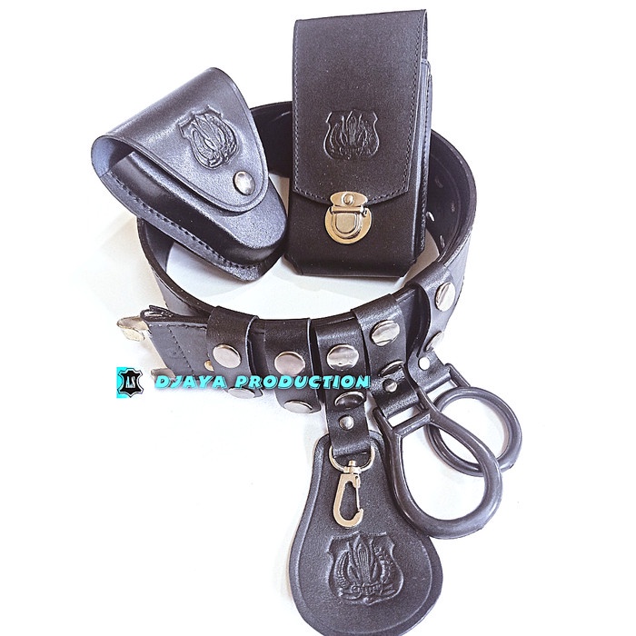 kopel set satpam security kulit asli + sarung hp