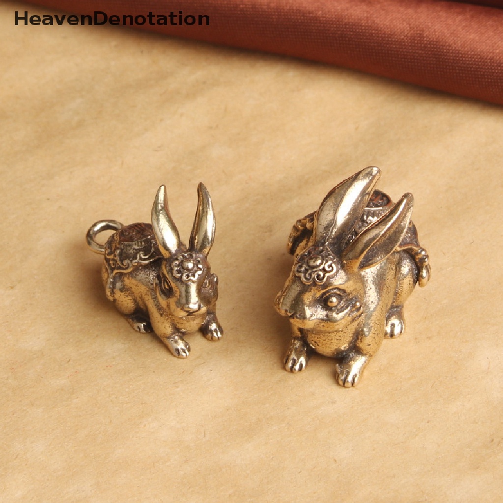 [HeavenDenotation] Lucu Mini Kuningan Kelinci Ornamen Dekorasi Rabbit Pendant Hewan Kecil Miniatur Ornamen Kreatif Retro Liontin Meja Hias HDV