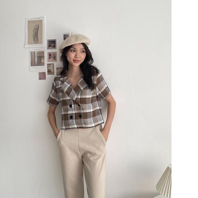 ♤ O-0168 Outer Blazer Tweed Premium Tangan Pendek ❈