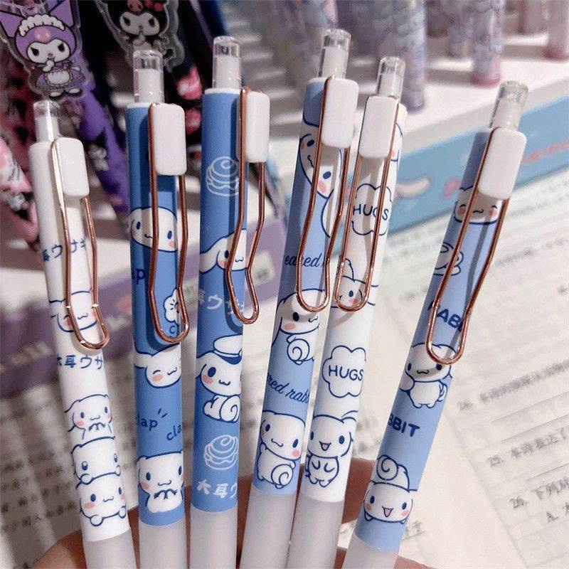 1 /6 Pcs Lucu Telinga Besar Anjing Pena Netral Perlengkapan Kantor Sekolah Siswa Menulis Alat Tulis Dengan Kait Blue Laurel Dog Ins Style Press Move Pen Neutral Pen