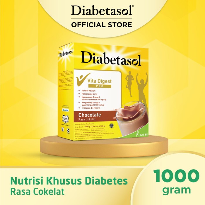 

[ COD ] Diabetasol Chocolate Vanilla 1000 gr 1 kg Susu Diabetes Coklat Vanila