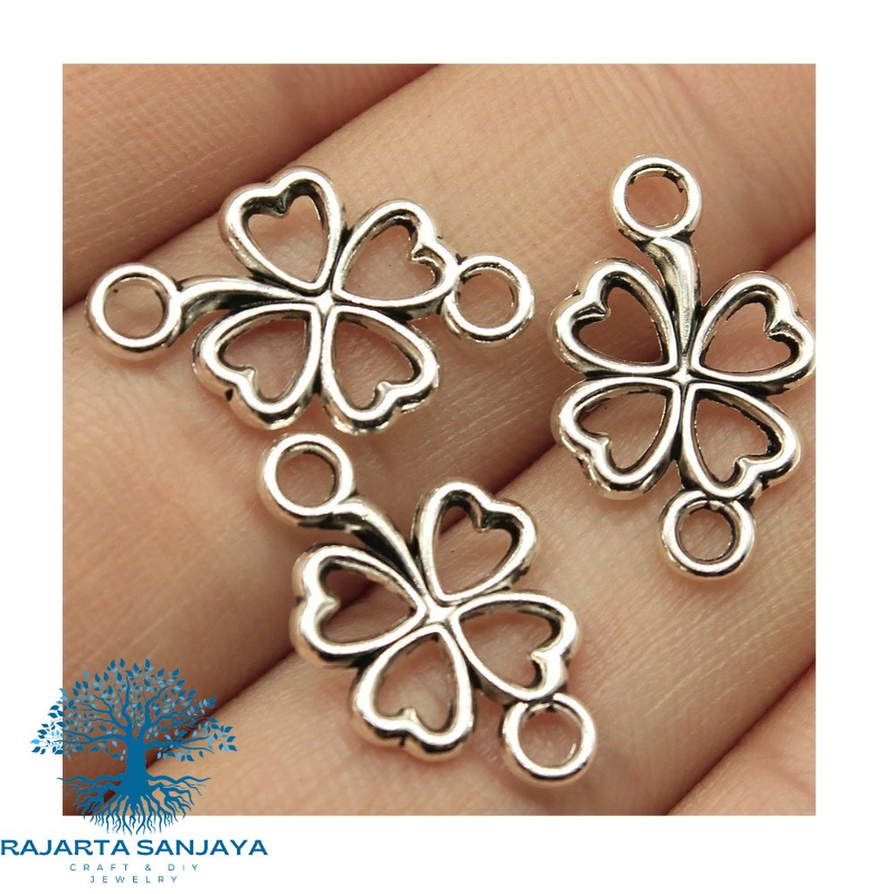 Charms Konektor Clover 20X12Mm Antique Silver