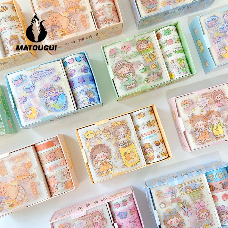 

MATOUGUI - Set Stiker Washi /Stiker Motif Kartun Anak Perempuan Lucu Untuk Dekorasi Scrapbook / Diary / Handphone