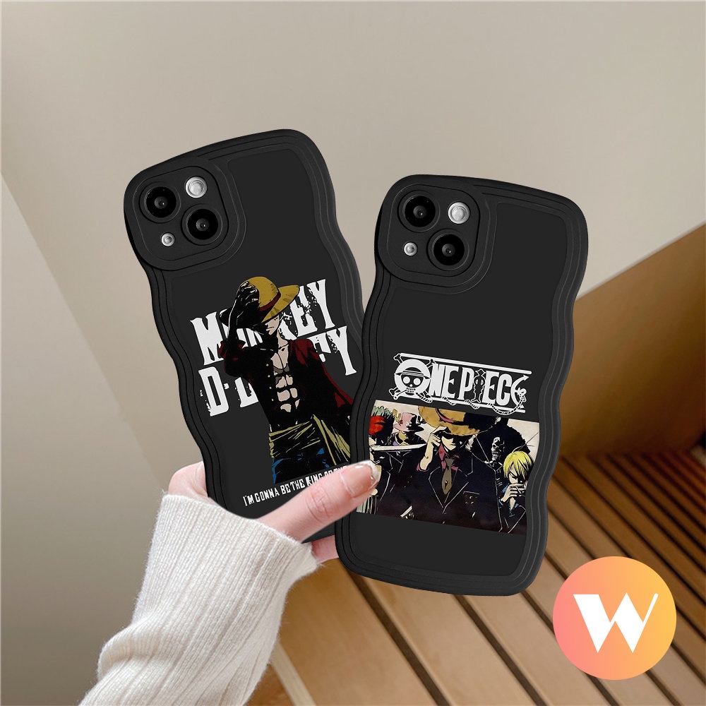 IPHONE Kartun Luffy Anime One Piece Cover Kompatibel Untuk Iphone7 6 8 6s 14 Plus XR X11 13 14 12 Pro Max XS Max SE 2020 Lembut Tpu Wavy Edge Trendy Brand Case