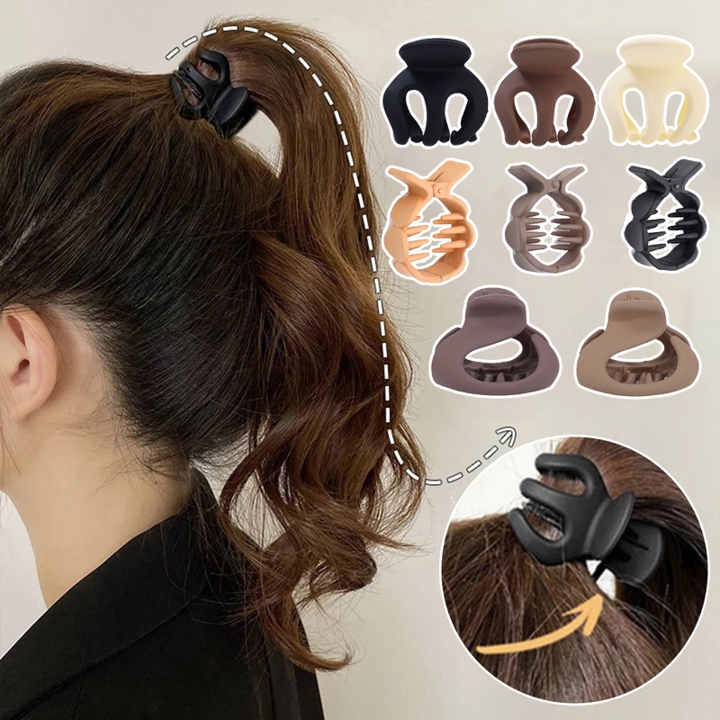 [Featured] Women Korean Fashion High Ponytail Hair Clip Girls Solid Color Acrylic Anti-sagging Small Grab Clip Ladies Ponytail Fixed Artifact Hair Claw Popular Hair Accessories