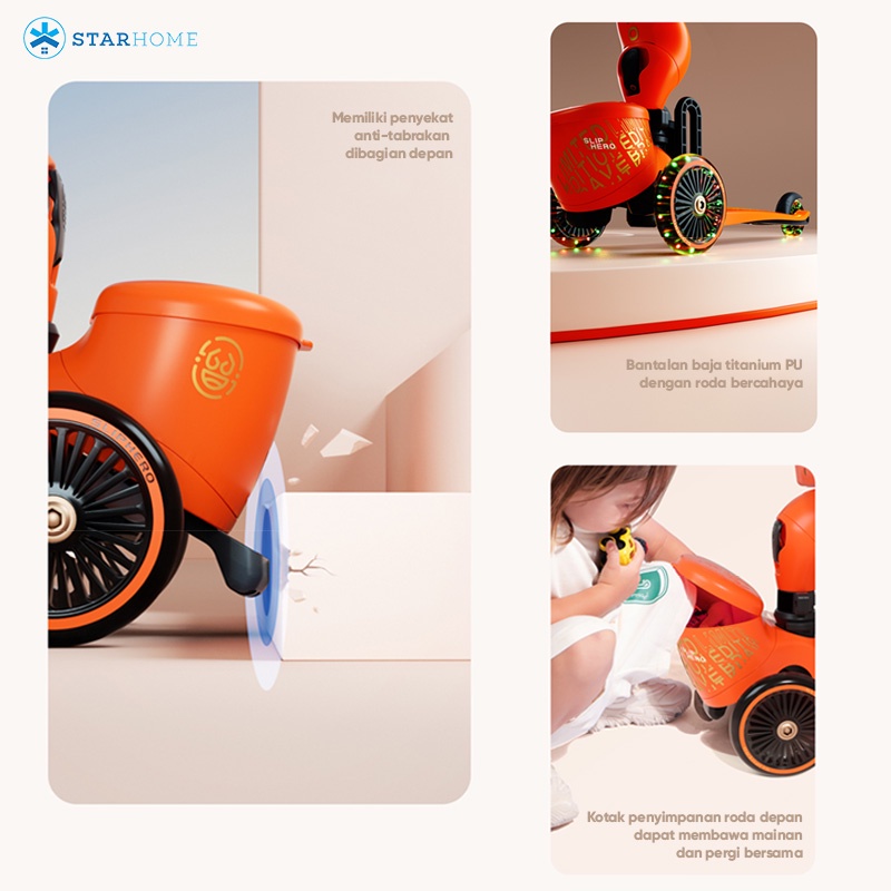 SLIPHERO Scooter Anak 4 in 1 Skuter Anak Otoped Anak Sepeda Roda Tiga Balance Bike