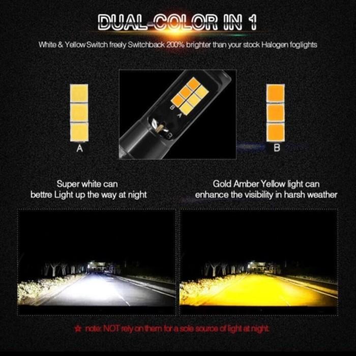 Bohlam Lampu Kabut Led H11 2 Warna Putih-Kuning