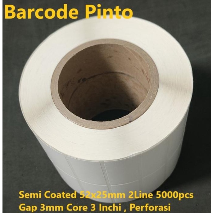 

Semi Coated 52x25mm 2Line 5000pcs Gap 3mm Core 3 Inchi Perforasi