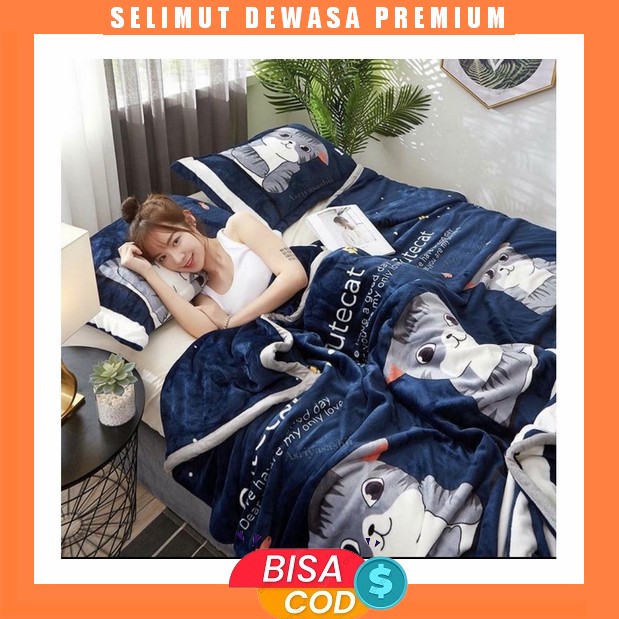 Selimut Dewasa Murah Terbaru 2023 Super Hangat Bulu Tebal Jumbo Bonita Ukuran Karakter Lembut Halus 