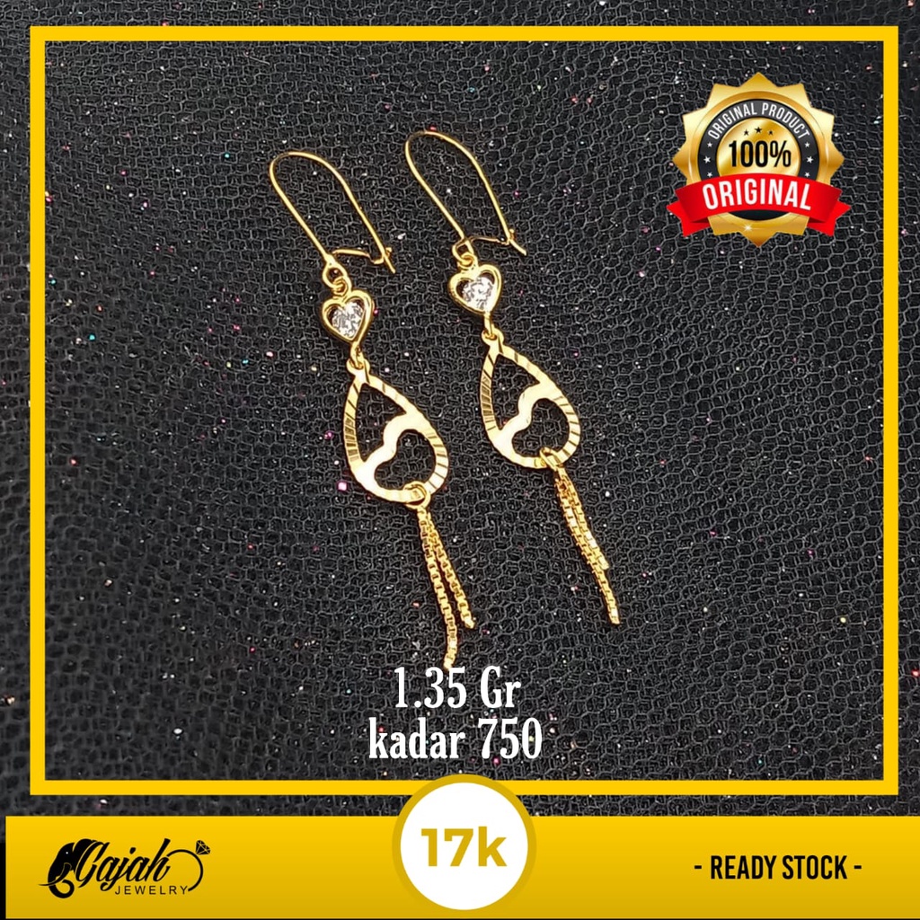 Anting emas 17k - 1.35 gr kadar 750 - 4220