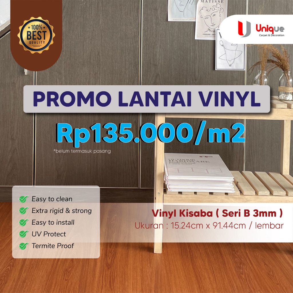 Lantai Vinyl Motif Kayu KISABA / Karpet Vinyl Plank 3mm