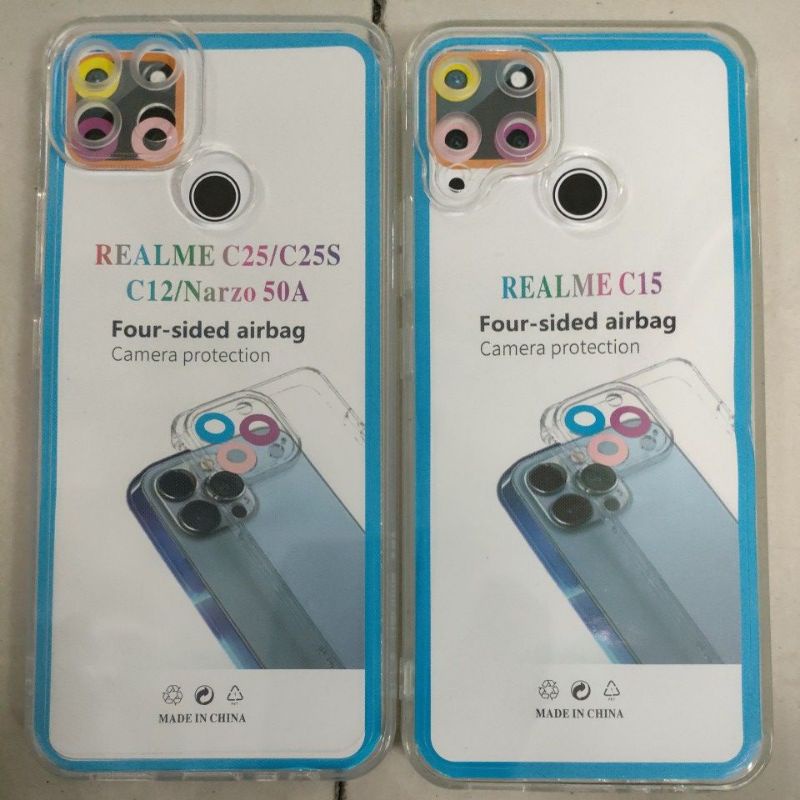 Softcase case slikon kondom bening type Hp realme C25/C12/C15 CLEAR BAG SPACE TPU pelindung camera kamera