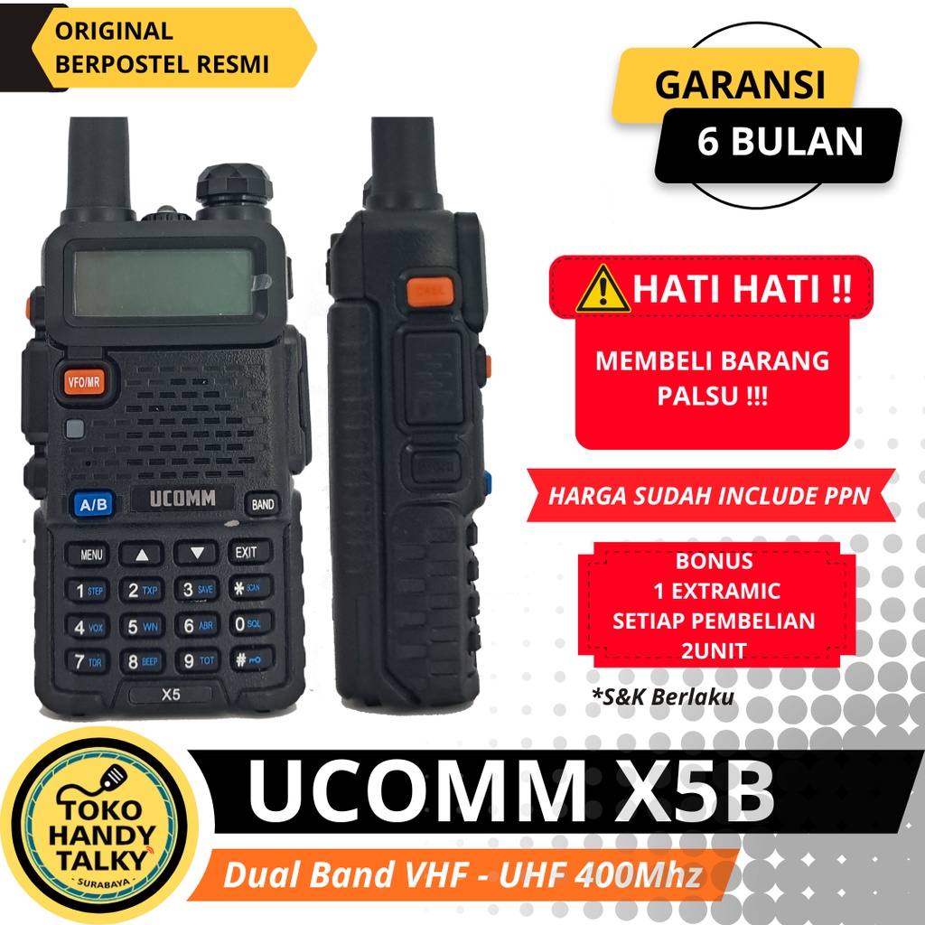 HANDY TALKY UCOMM X5-B X5B DUALBAND NEW ORIGINAL GARANSI RESMI POSTEL