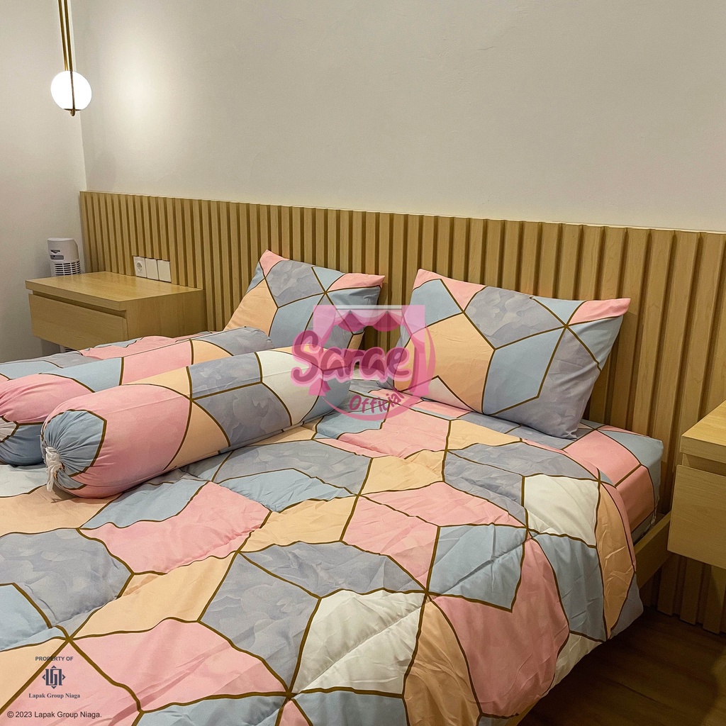 Sarae Bedcover Sprei Set Motif  Amarta Dino dan Marble Bahan Katun Halus