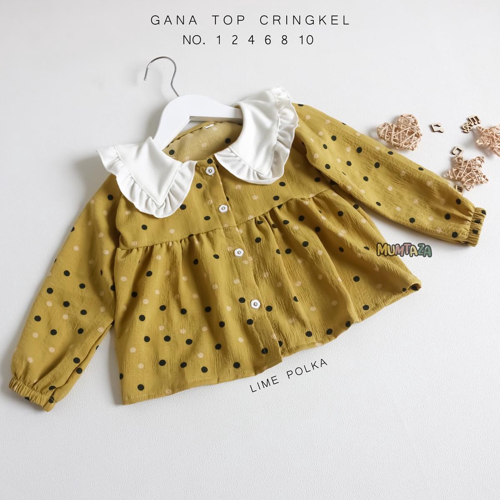 GANA TOP NO. 1  2 4 6 8 10 - Atasan Blouse anak perempuan  - Blouse anak perempuan - Blouse Anak Cringkel - Blouse Anak Katun