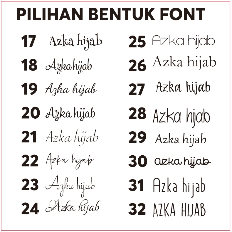 Label akrilik bentuk nama order minimal 100pcs