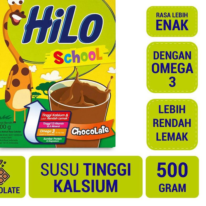 

✩ HiLo School Chocolate 500 gram - Susu Tinggi Kalsium Rendah Lemak ➫