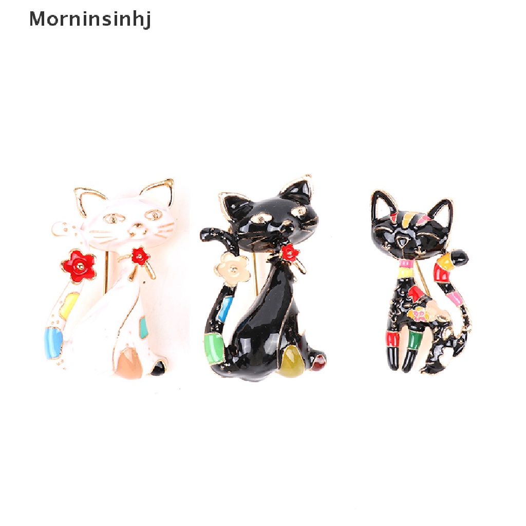 Mornin Bros Kucing Enamel Cat Lucu Unisex Wanita Pria Brooch Pin Perhiasan Desain Hewan id