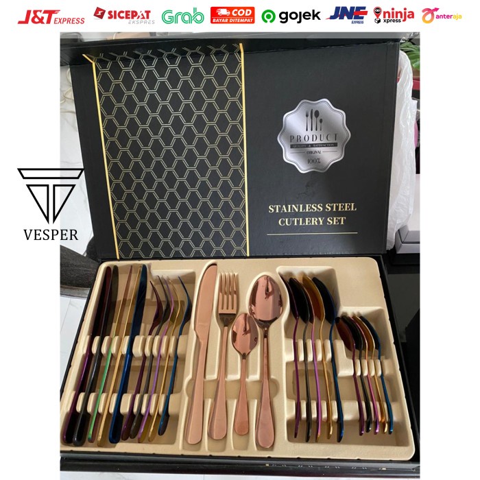 

(COD) paket alat makan gift box set souvenir hampers sendok garpu sultan - Silver