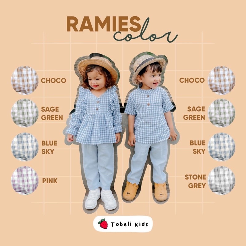 3PCS RAMIES SET SETELAN BAJU ANAK PEREMPUAN DAN LAKI LAKI BAJU LEBARAN ANAK 6 BULAN - 6 TAHUN TBL