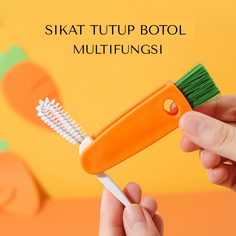 [IZUNA] SIKAT PEMBERSIH TUTUP BOTOL 3 IN 1 / SIKAT CUCI TUTUP BOTOL DOT 3 IN 1 / CUP BOTTLE CLEANING BRUSH / SIKAT TUTUP BOTOL BENTUK WORTEL / ALAT PEMBERSIH TUTUP BOTOL