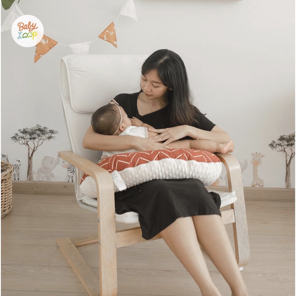 Baby Loop Nursing Pillow - Bantal Menyusui Multifungsi Silicone Pillow Tummy Time Tadahan Donat Empuk Minky