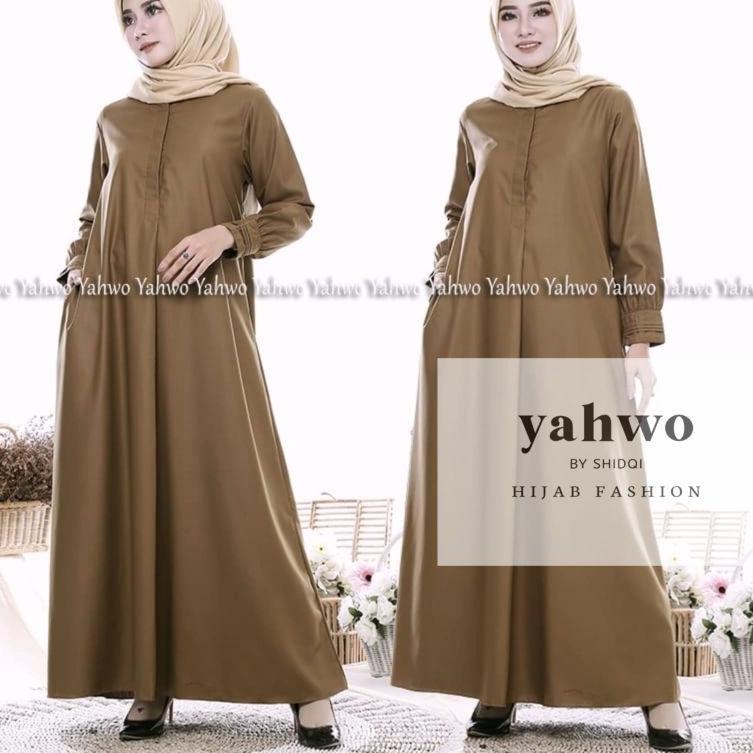 ➱ GAMIS PNS KHAKI/PDH/PEMDA/gamis kerja/katun toyobo/kancing depan/OFNESEL/S,M,L,XL,XXL,XXXL,JUMBO ❅
