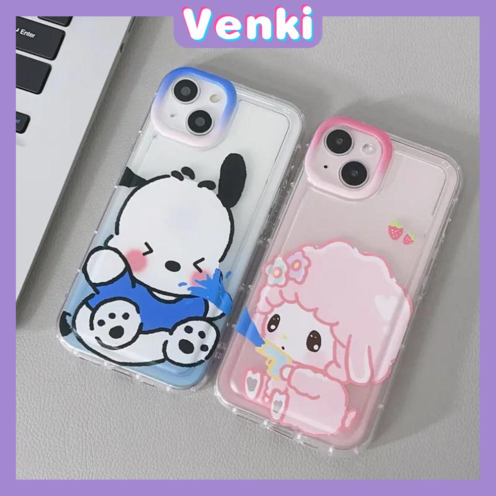 Case iPhone 14 Pro Max Soft TPU Clear Pink Blue Jelly Airbag Case Cute Cartoon Couple Dog and Sheep Camera Protection Shockproof For iPhone 14 13 12 11 Plus Pro Max 7 Plus X XR