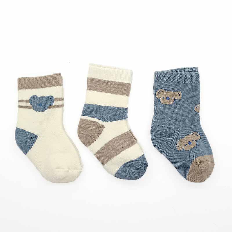 Kaos Kaki Bayi Anak Perempuan Laki-laki 1 Set 3Pcs Motif Kartun Bear Fashion Korea Import KAAX