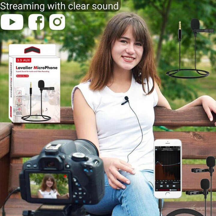 868 GL-119 - Lavalier Microphone for AUX 3.5mm Audio Port - 1.5M Length