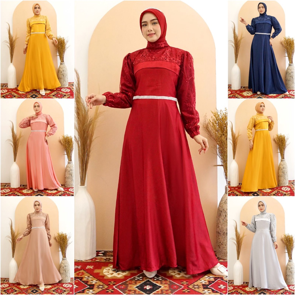 (100% RealPict) KINAN GAMIS MAXI DRESS PREMIUM MAXMARA SILK TILE / GAMIS PESTA / GAMIS KONDANGAN / MAXI PESTA / GAMIS LEBARAN / MAXI MUSLIM FASHION