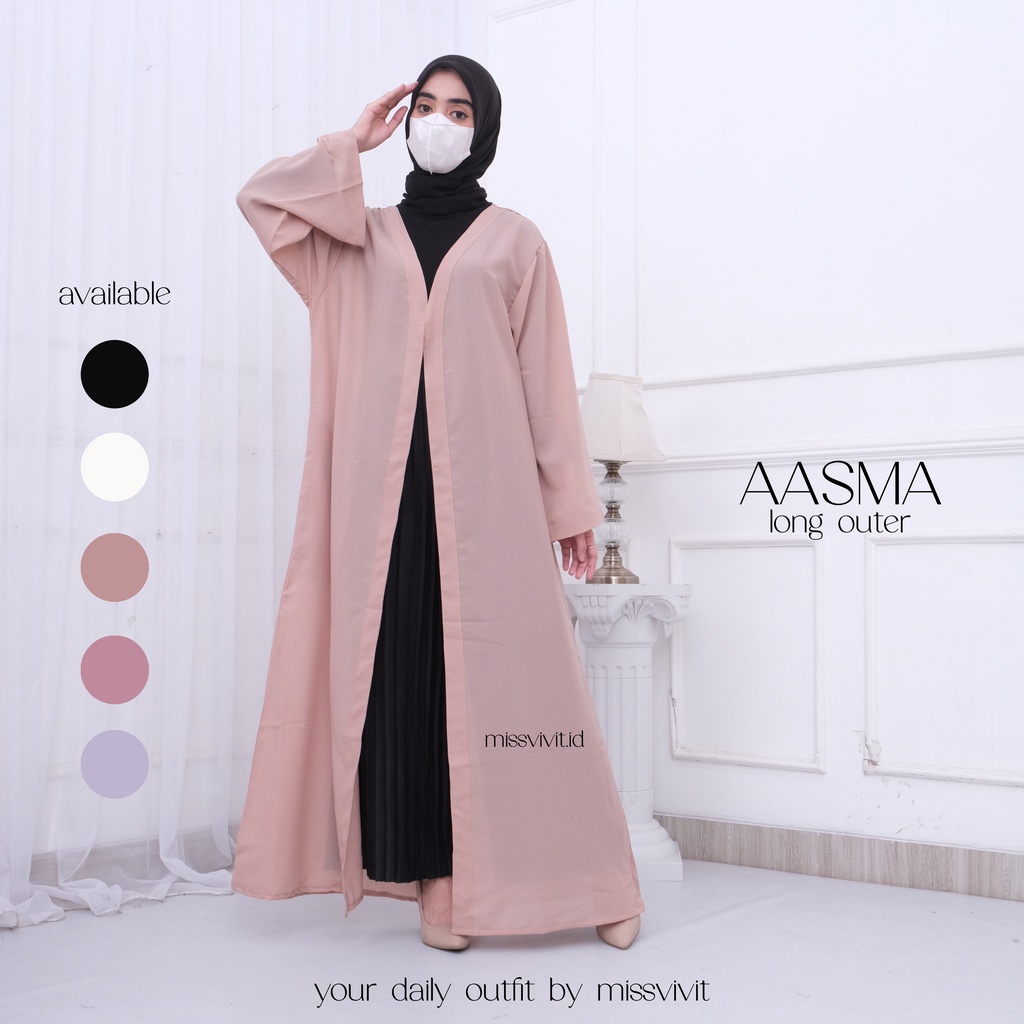 AASMA Long Outer Premium Luaran Wanita Gamis Outer Panjang Long Outerwear by missvivit