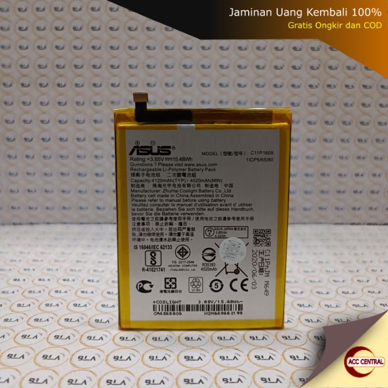ORIGINAL BATERAI C11P1609 ASUS ZENFONE 4 MAX 5.2 ZC520KL / ZENFONE 3 MAX ZC553KL
