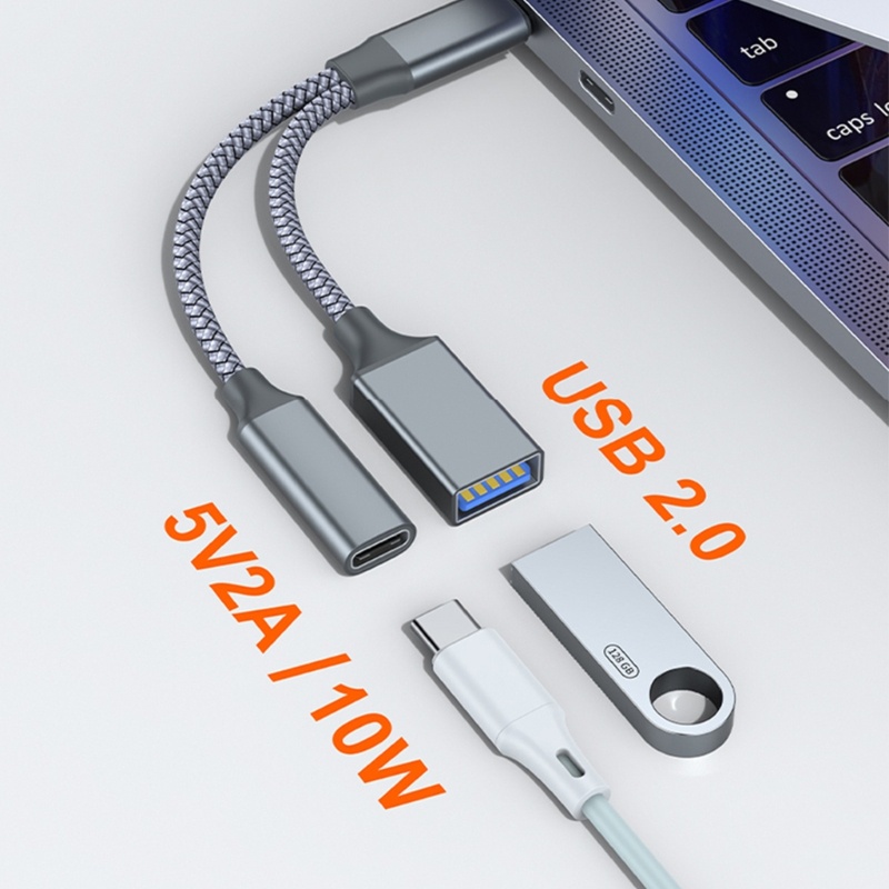 Zzz USB C OTG, Adaptor Telepon USB C 2.0 Charging-Port Dengan Adaptor 10WPD Cocok Untuk Hp Laptop