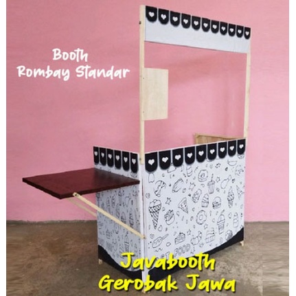 Booth Portable Kayu  150x90x45cm Bonus Sayap Samping+Rak Depan / Rak Display