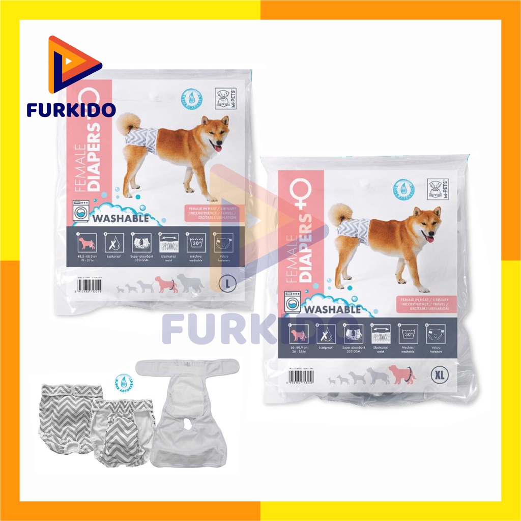 M-pets Washable Diapers Female Dog Size XS - XL / Popok Anjing