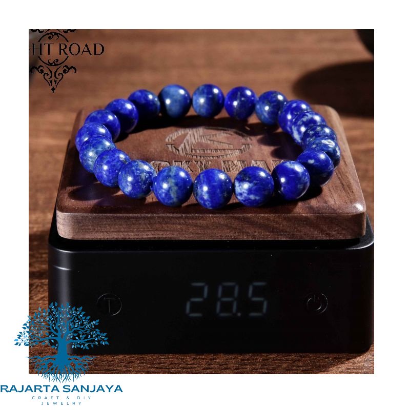 Gelang Batu Alam Lapis Lazuli Afghanistan Tali Elastis Pesona Untuk Pria Wanita