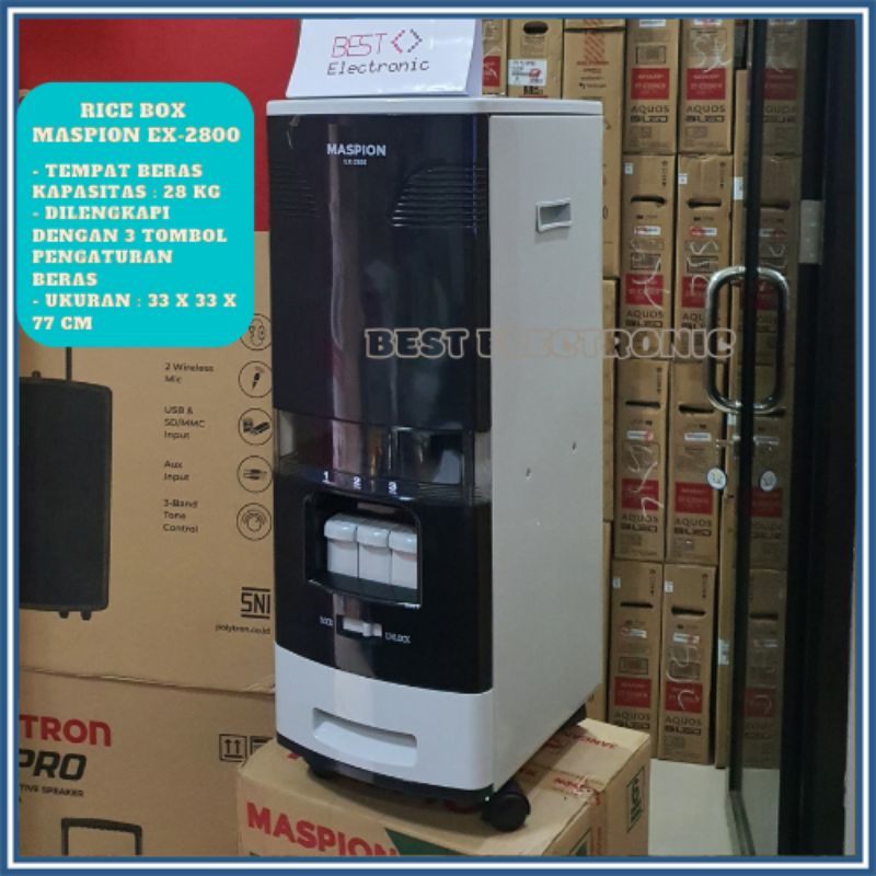 Maspion Rice Box Tempat Penyimpanan Beras 28KG EX-2800 EX 2800 EX2800