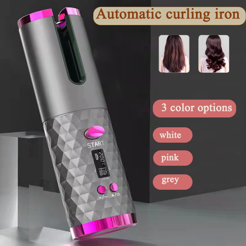 Curling Iron Otomatis Cordless Curling Iron Otomatis Curling Iron Otomatis Cordless Rambut Curling Sutra Otomatis Pemanasan Cepat USB Portable Automatic Curling Iron Pengaturan Waktu