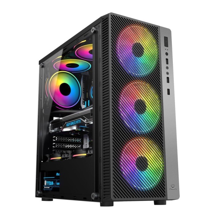 Casing PC Gaming AULA FZ008 ATX include 3 Fan RGB