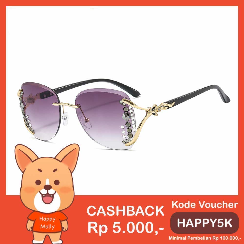 Kacamata UV400 [ Grey ] Anti Radiasi - Sunglasses Wanita Korea - HM8162