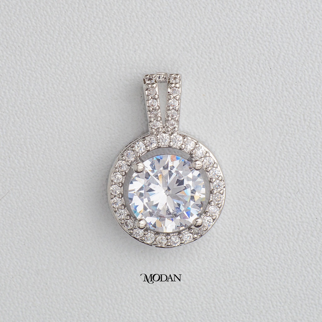 Modan - Sparkling Halo Necklace Pendant Liontin Kalung Mata Satu Gold Filled