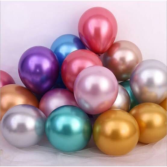 BALON CHR0ME UKURAN 12 INCH BISA PILIH WARNA (ISI 5 PC) / BALON TEBAL BERKILAU ELEGANT MEWAH