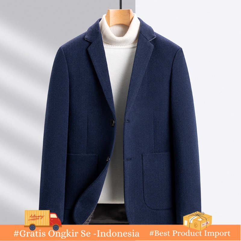 Jas Kantor Pria Wol Jas   2023     Leisure Suit Tren Trendy  Wol Mantel Import Berkualitas