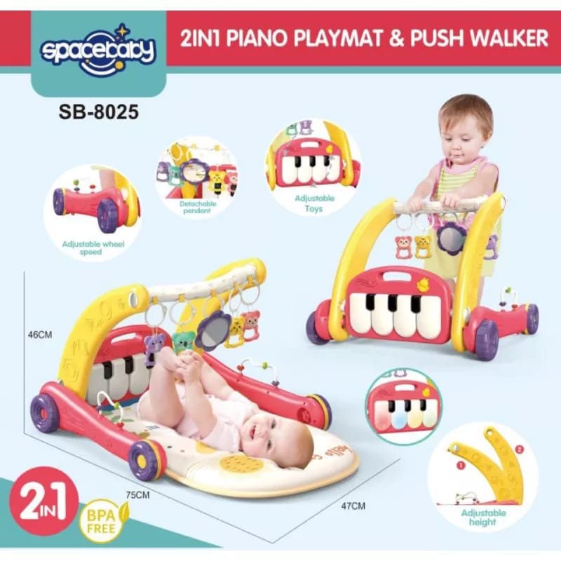 Space Baby 2 in 1 Piano Playmate &amp; Push Walker SB 8025