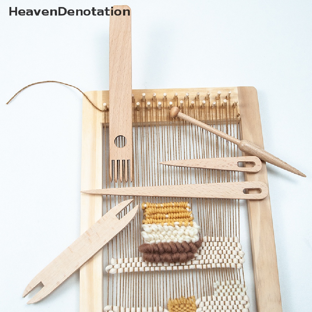 [HeavenDenotation] 5pcs/6pcs/9pcs Tenun Loom Tools Set Kayu Rajutan Crochet Hadiah Untuk Anak-Anak Log Benang Mewarnai Mesin Set Aksesori Kecil HDV