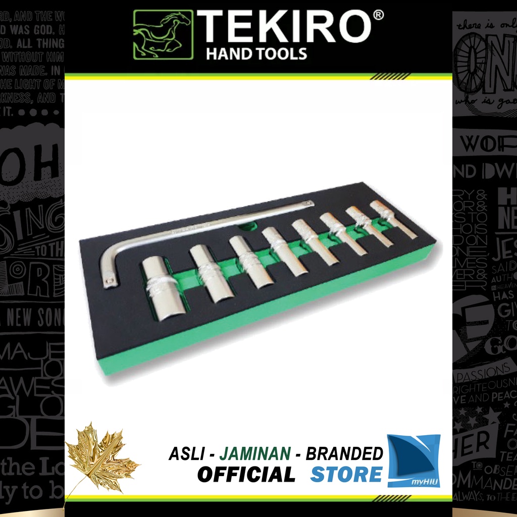 Kunci Sock Panjang &amp; Gagang L Isi 9 pcs Perkakas Laci Kemasan EVA / Deep Wall Socket EVA Set TEKIRO