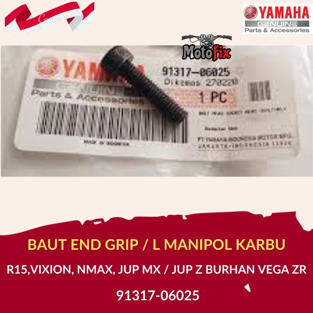 BAUT END GRIP/JALU STANG R15,VIXION, NMAX, JUP MX ORI / BOLT BAUT L MANIFOLD MANIPOL KARBURATOR JUPI